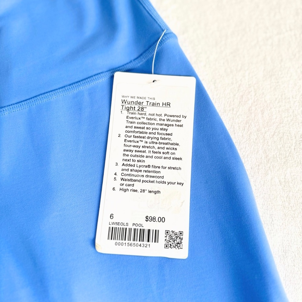 NWT Lululemon Wunder Train High-Rise Tight 28” – Poolside – Size 6 - Picture 7 of 8